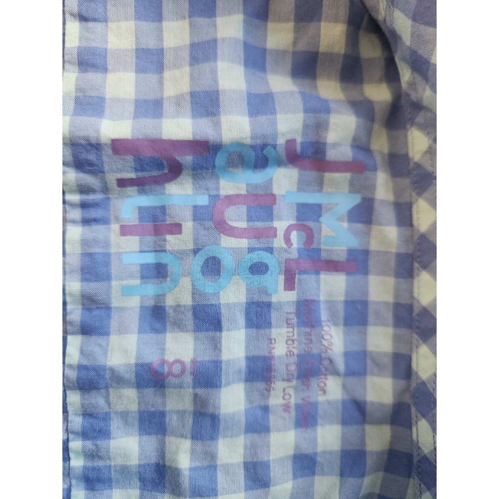 J. McLaughlin Blue Gingham Check Button Down Shirt Cotton‎ Preppy Size 8 - Picture 13 of 15